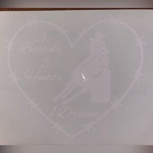 Heart-Shaped Car Decal with Cowboy Design - White